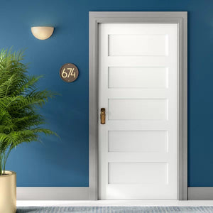 32" x 80" Paneled Solid Wood Primed Shaker Standard Door