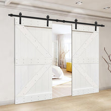 Load image into Gallery viewer, 36&quot; x 84&quot; White Paneled Wood Primed Z Bar Barn Door with Installation Hardware Kit (Set of 2) AP712

