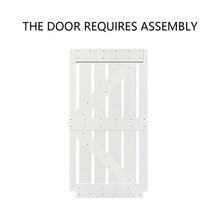 Load image into Gallery viewer, 36&quot; x 84&quot; White Paneled Wood Primed Z Bar Barn Door with Installation Hardware Kit (Set of 2) AP712
