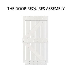 36" x 84" White Paneled Wood Primed Z Bar Barn Door with Installation Hardware Kit (Set of 2) AP712