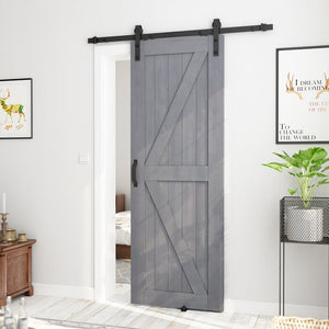 42" x 84" Paneled Wood Sliding Barn Door with Installation Hardware Kit