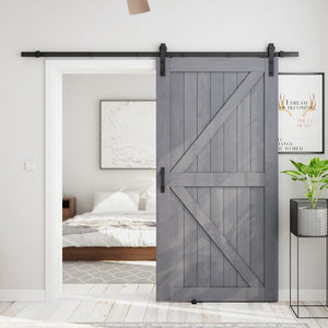 42" x 84" Paneled Wood Sliding Barn Door with Installation Hardware Kit