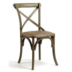 Parisienne Cafe Solid Wood Cross Back Side Chair #AD115
