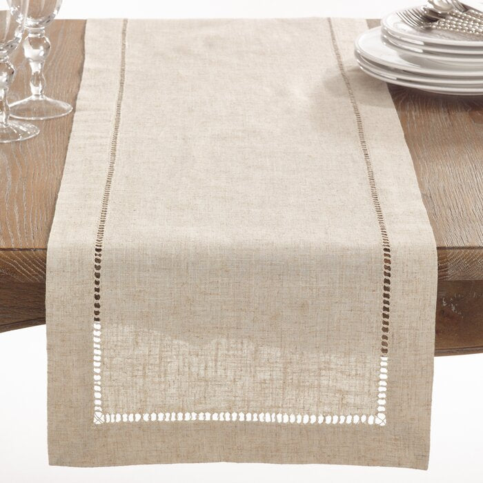 Parthenia Hemstitched Natural Table Runner (1340ND)