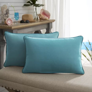 12" H x 24" W Aqua Blue Parvati Indoor/Outdoor Lumbar Pillow (Set of 2)