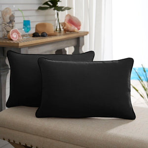 12" x 18" Black Parvati Indoor/Outdoor Lumbar Pillow (Set of 2)