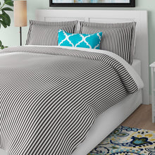 Load image into Gallery viewer, Paseo Gary/White Microfiber Modern &amp; Contemporary Duvet Cover Set queen
