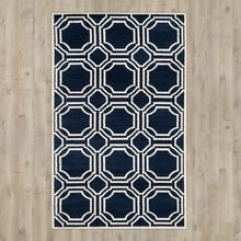 Load image into Gallery viewer, Pasha Power Loom Navy / Ivory Rug, Rectangle 6&#39; x 9&#39;
