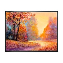Load image into Gallery viewer, 16&quot; H x 32&quot; W x 1&quot; D Path In The Autumn Forest Orange Leaves Landscape - Painting on Canvas
