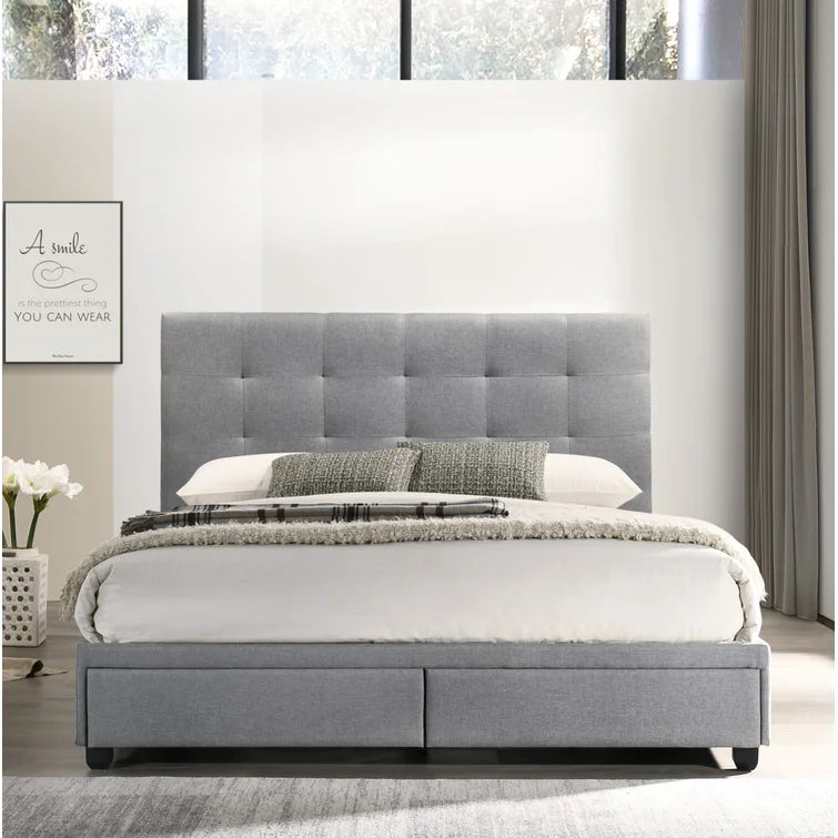 Pawling Tufted Upholstered Low Profile Storage Platform Bed, King