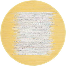 Load image into Gallery viewer, Paynter Handmade Flatweave Cotton Area Rug in Ivory/Yellow 4&#39; round
