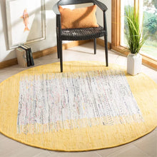 Load image into Gallery viewer, Paynter Handmade Flatweave Cotton Area Rug in Ivory/Yellow 4&#39; round

