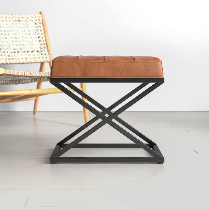 Pearson 20'' Wide Genuine Leather Tufted Rectangle Standard Ottoman