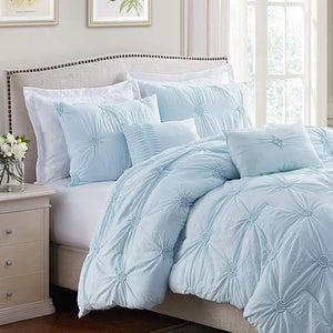 Full/Queen Comforter + 2 Shams Baby Blue Peavler Microfiber Comforter Set