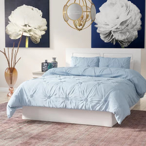 Full/Queen Comforter + 2 Shams Baby Blue Peavler Microfiber Comforter Set
