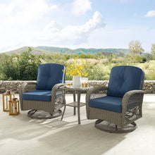 Load image into Gallery viewer, Pelletier 3 Piece Rattan Seating Group with Cushion Gray/Blue 3367RR
