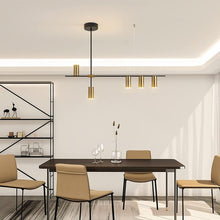 Load image into Gallery viewer, 41&#39;&#39; H X 39.3&#39;&#39; W X 4.72&#39;&#39; D Pendant Light Fixtures, Dimmable Modern Led Chandelier Lighting With Spotlights, Adjustable Linear Hanging Pendant Light For Kitchen Island Dining Room Living Room (Black,Gold )
