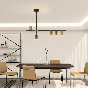 41'' H X 39.3'' W X 4.72'' D Pendant Light Fixtures, Dimmable Modern Led Chandelier Lighting With Spotlights, Adjustable Linear Hanging Pendant Light For Kitchen Island Dining Room Living Room (Black,Gold )