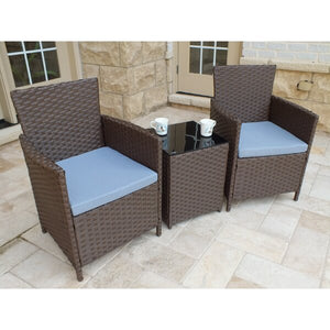 Pendergast 3 Piece Rattan Seating Group with Cushions Brown/Blue(2428RR)