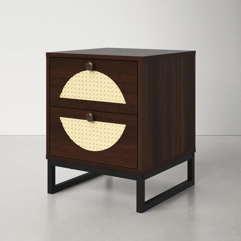 Espresso Penelope 2 - Drawer Metal Nightstand