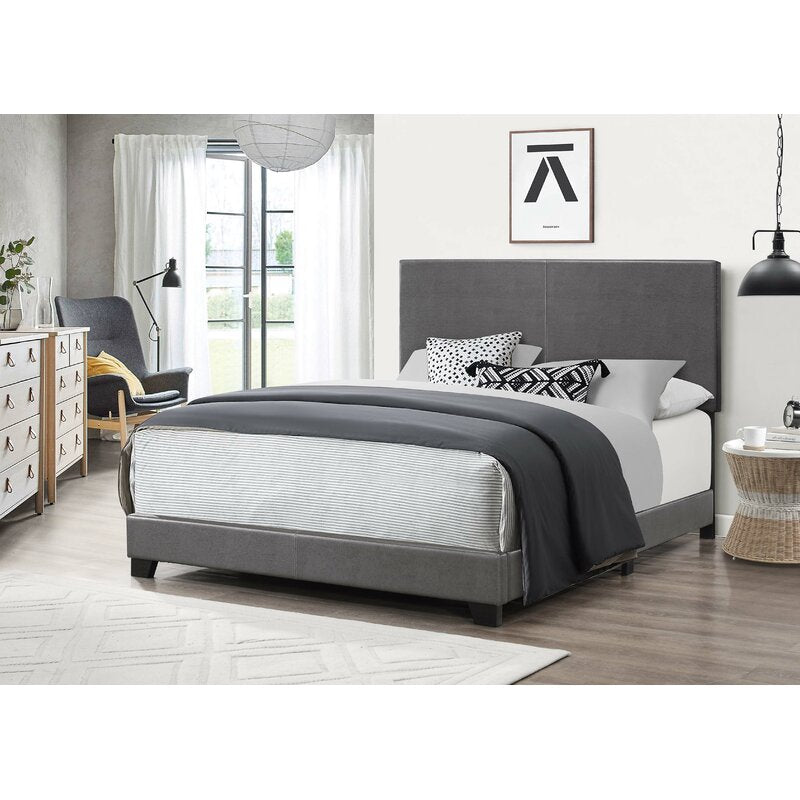 Full Gray Peotone Upholstered Low Profile Standard Bed MRM3703