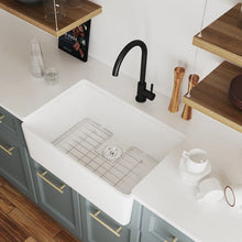 Load image into Gallery viewer, Perch 24&quot; L x 16&quot; W Farmhouse Kitchen Sink with Sink Grid and Basket Strainer
