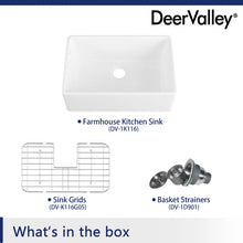 Load image into Gallery viewer, Perch 24&quot; L x 16&quot; W Farmhouse Kitchen Sink with Sink Grid and Basket Strainer
