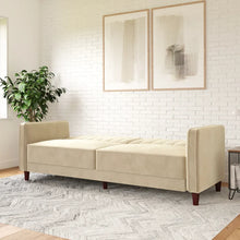 Load image into Gallery viewer, Perdue 81.5&quot; Velvet Square Arm Convertible Sleeper
