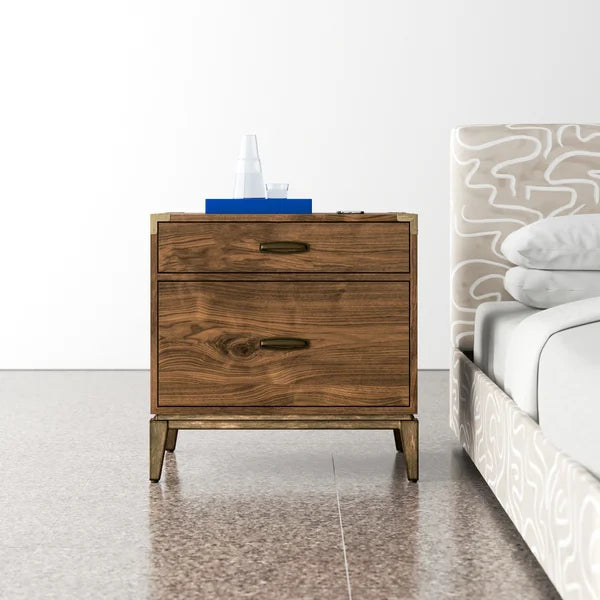 Permelia 26'' Tall 2 - Drawer Nightstand in Brown