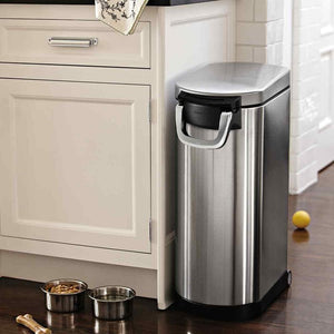 27.4" H x 10.4" W x 18.1" D Pet Food Storage Container, Brushed Stainless Steel for Dog Food, Cat Food, and Bird Feed