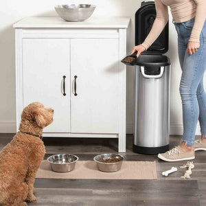27.4" H x 10.4" W x 18.1" D Pet Food Storage Container, Brushed Stainless Steel for Dog Food, Cat Food, and Bird Feed