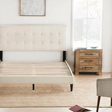 Load image into Gallery viewer, Peters Tufted Upholstered Low Profile Platform Bed Cream California King #1546HW
