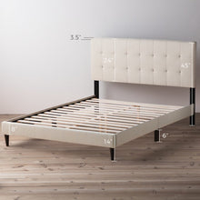 Load image into Gallery viewer, Peters Tufted Upholstered Low Profile Platform Bed Cream California King #1546HW
