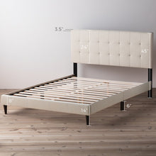Load image into Gallery viewer, King Cream Peters Tufted Upholstered Low Profile Platform Bed SB1855
