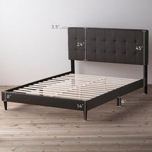 Load image into Gallery viewer, Peters Tufted Upholstered Low Profile Platform Bed Charcoal Queen #1547HW
