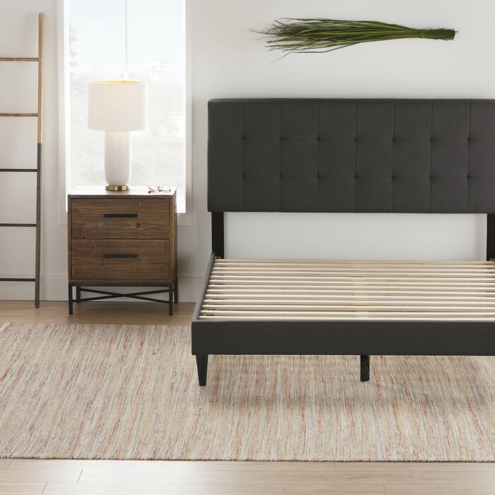Charcoal Peters Tufted Upholstered Low Profile Platform Bed AP447