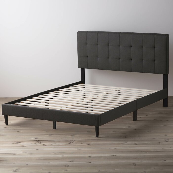 Charcoal Tufted Upholstered Low Profile Platform Bed - King (14MM)