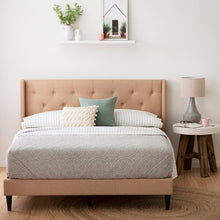 Load image into Gallery viewer, King Beige Petersen Tufted Upholstered Low Profile Platform Bed MRM2316
