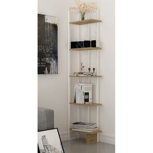Phaneuf Corner Bookcase, Color: White/ Oak, #6225