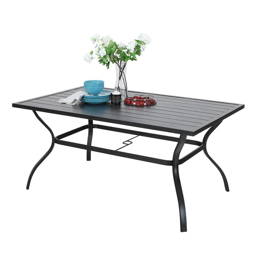 Phi Villa 6 Person Outdoor Metal Dining Table with Umbrella Hole