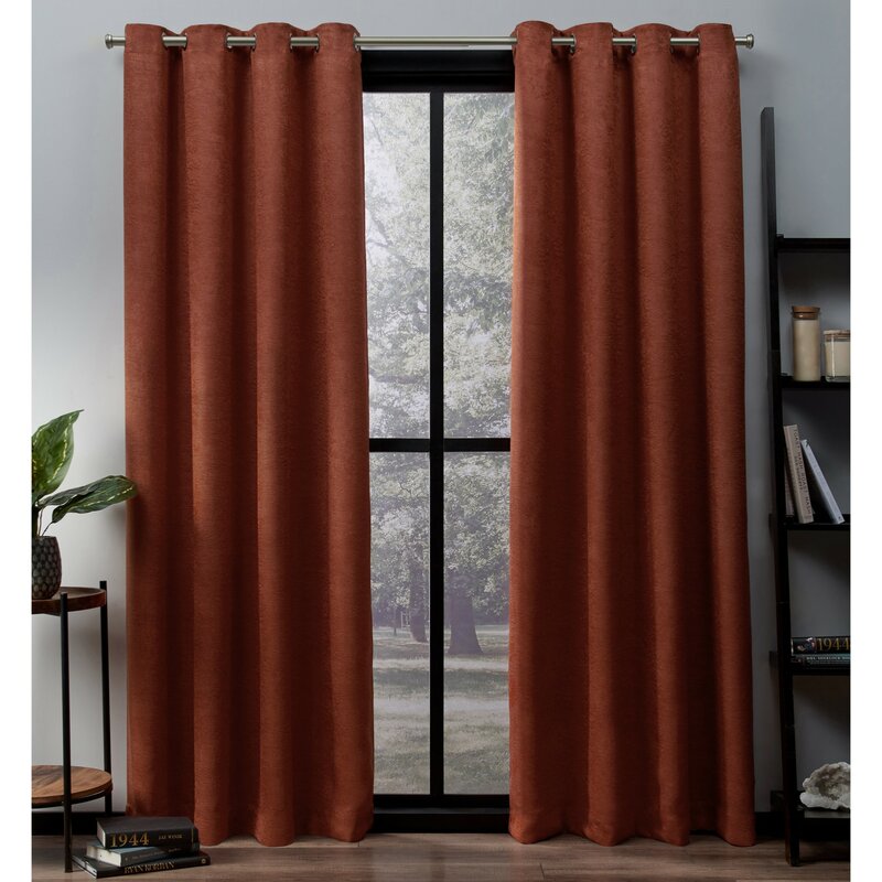Phillipa Solid Room Darkening Thermal Grommet Curtain Panels (Set of 2) 2384AH/GL