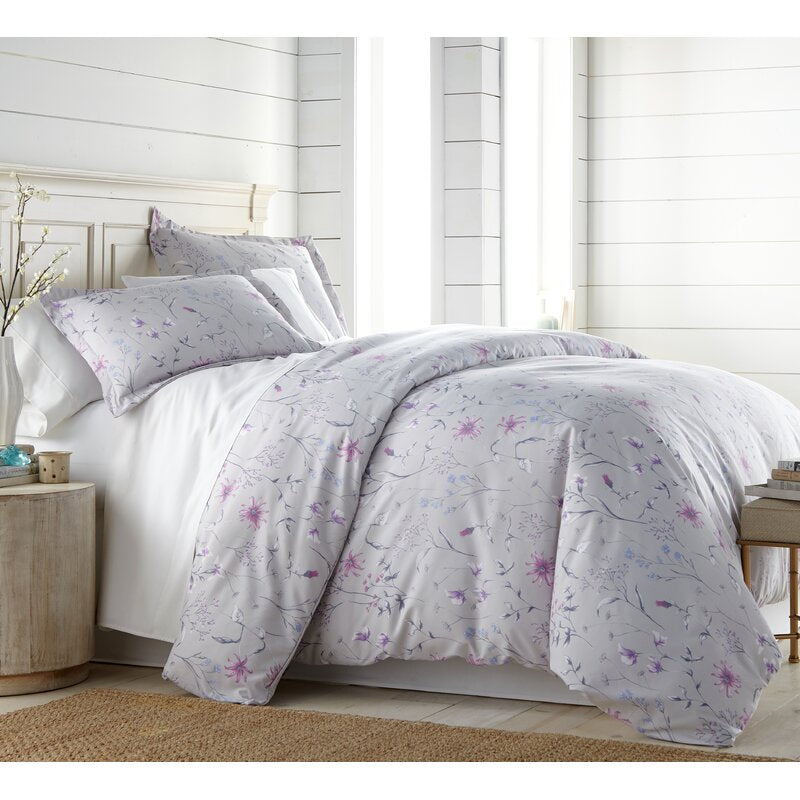King Comforter + 2 Shams Gray Pierpoint Reversible Comforter SetSB1974