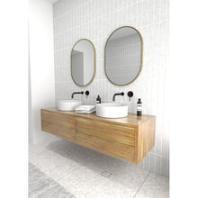Load image into Gallery viewer, 28&quot; x 20&quot; Satin Brass Pill Shape Modern &amp; Contemporary Vanity Mirror MRM173
