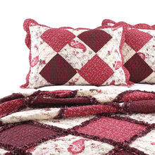 Load image into Gallery viewer, Pineiro Red 100% Cotton 180 TC Reversible Farmhouse / Country 3 Piece Quilt Set king
