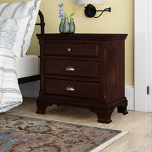 Load image into Gallery viewer, Plattsburgh 3 - Drawer Solid Wood Nightstand in Deep Cherry MRM1708
