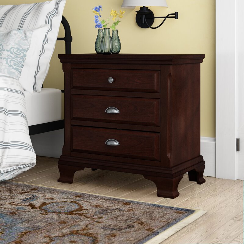 Plattsburgh 3 - Drawer Solid Wood Nightstand in Deep Cherry MRM1708