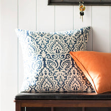 Load image into Gallery viewer, Navy Plumerville Square Cotton Pillow Cover &amp; Insert (Set of 2) GL1037
