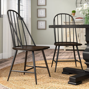 Black and Espresso Poltimore Windsor Back Side Chair MR89