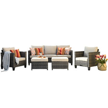 Load image into Gallery viewer, 15.4&quot;H Polyethylene (PE) Wicker 5 Person Seating Group with Cushions
