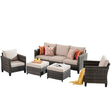 Load image into Gallery viewer, 15.4&quot;H Polyethylene (PE) Wicker 5 Person Seating Group with Cushions
